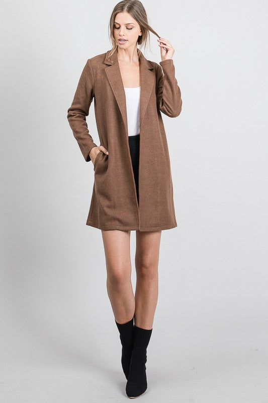 Mocha Faux Wool Oversized Blazer Jacket