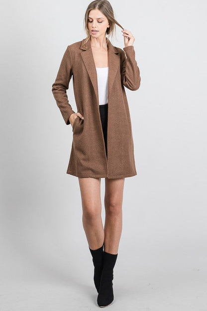 Mocha Faux Wool Oversized Blazer Jacket