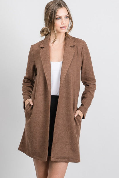 Mocha Faux Wool Oversized Blazer Jacket