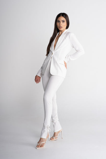 Santorini White Tailored Blazer & Pants Suit Set