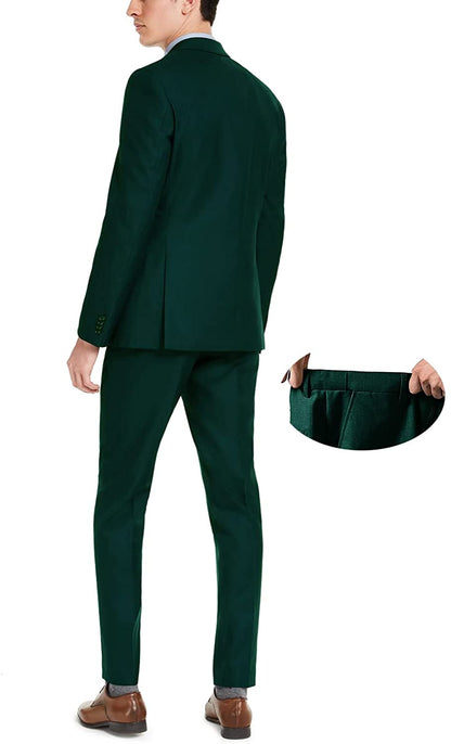 Two Button Tuxedo Blazer Green 3 Piece Men's Suit Set