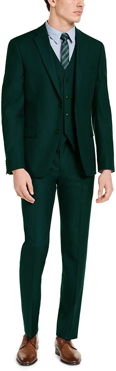 Two Button Tuxedo Blazer Green 3 Piece Men's Suit Set