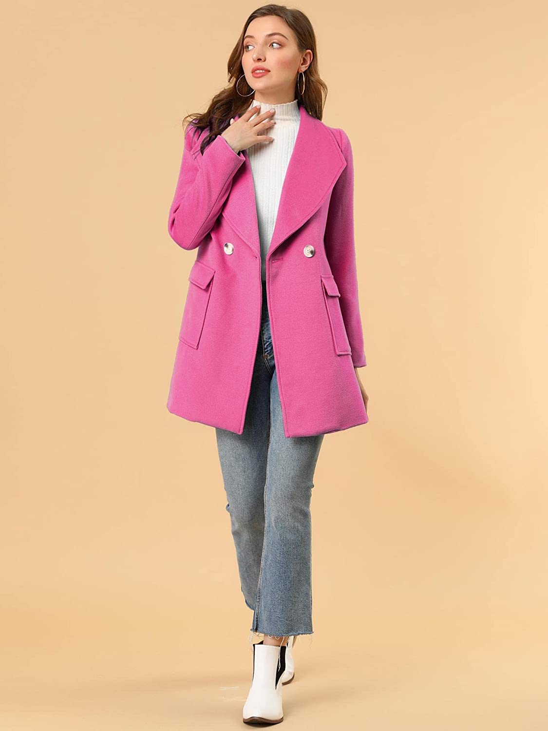 Wrap Shawl Collar Fuchsia Belted Women's Blazer