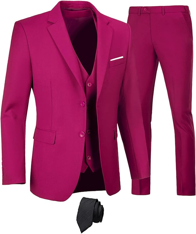 The Modern Man Pink Slim Fit 3pc Formal Dress Blazer & Pants Suit