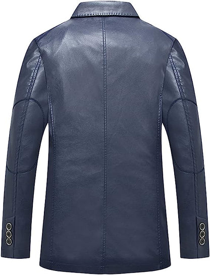 Men's Burgundy Faux Leather Long Sleeve Moto Jacket