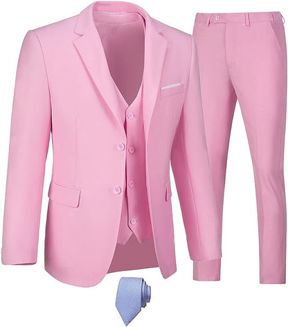 The Modern Man Pink Slim Fit 3pc Formal Dress Blazer & Pants Suit