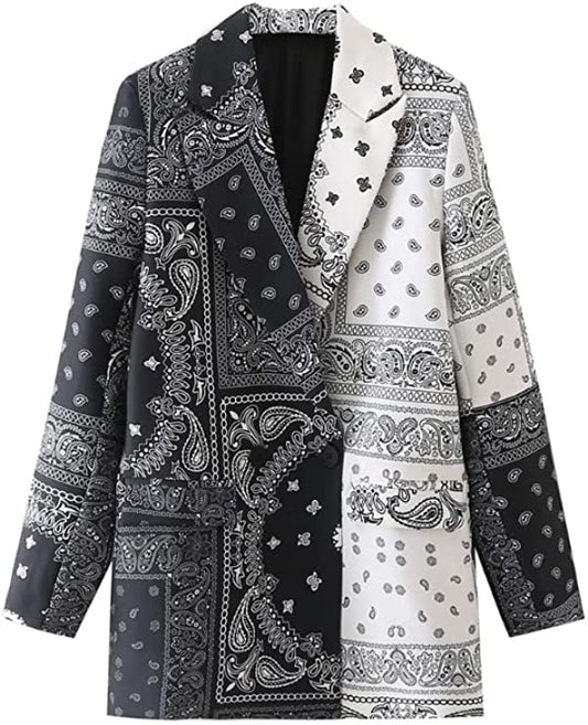 Women's Black Urban Paisley Designed Blazer