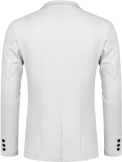 Men's White Lightweight Long Sleeve Lapel Blazer