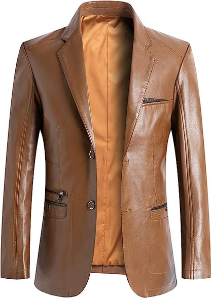 Men's Burgundy Faux Leather Long Sleeve Moto Jacket