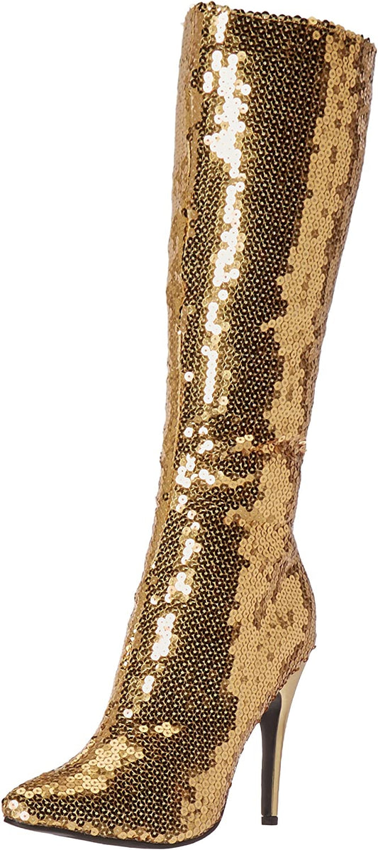 Swish Gold Sequin Knee High Boots