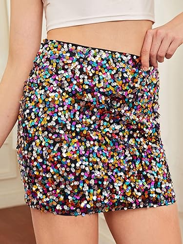 Sequined Party Multicolor Skirt