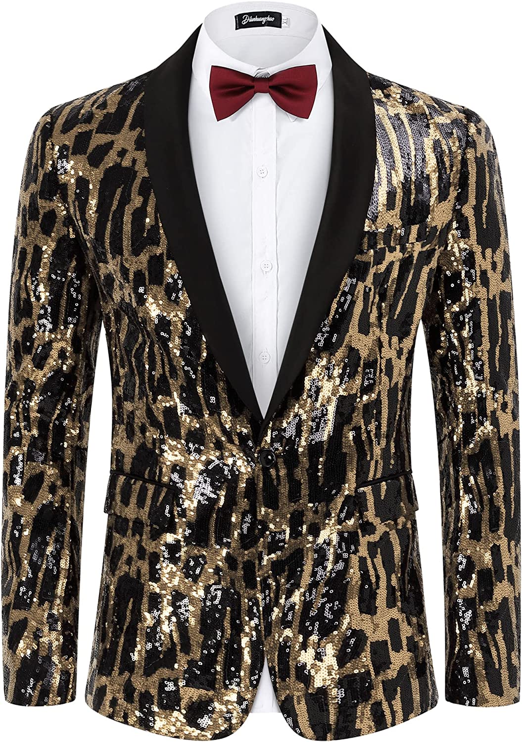 Men's Formal Black & Red Sequin Blazer Jacket