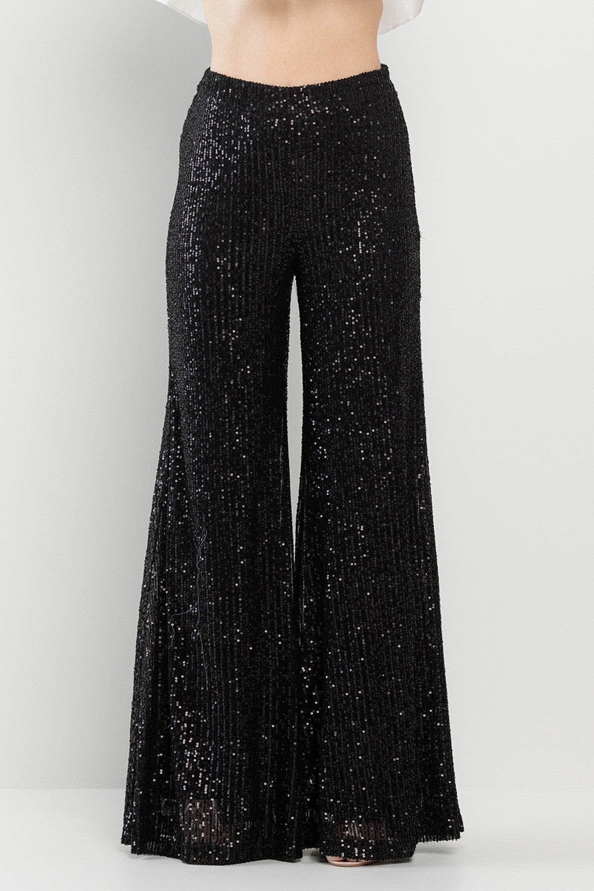 Modern Sequin High Waist Gold Wide Leg Glitter Pants