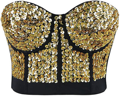 Diamond Green Studded Sweetheart Bustier Corset Crop Top