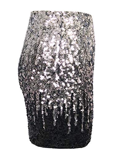 Black Gold Silver Fading Sequin Mini Skirt