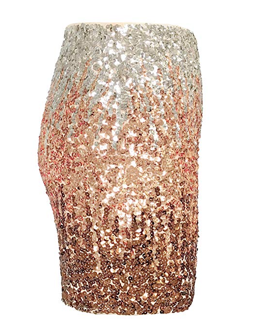 Black Gold Silver Fading Sequin Mini Skirt