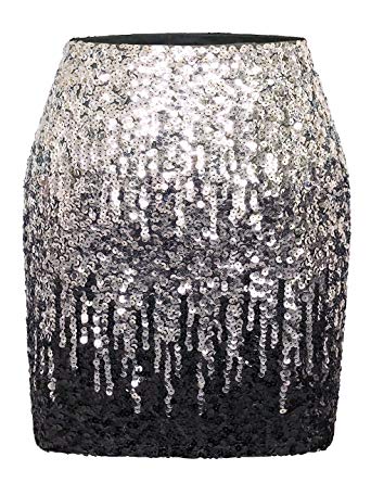 Black Gold Silver Fading Sequin Mini Skirt