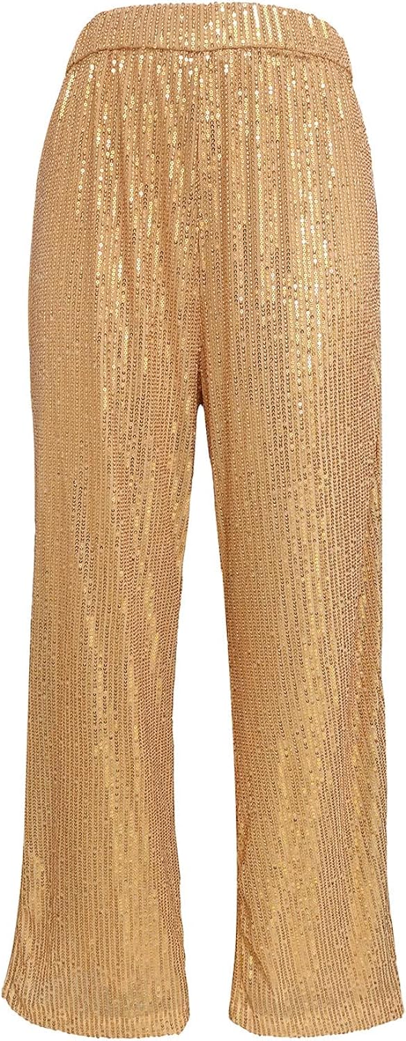 Black Sparkle Sequin High Waist Pants