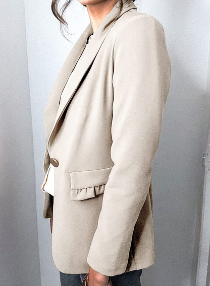 Light Gray Office Long Sleeve Open Front Work Blazer Jacket