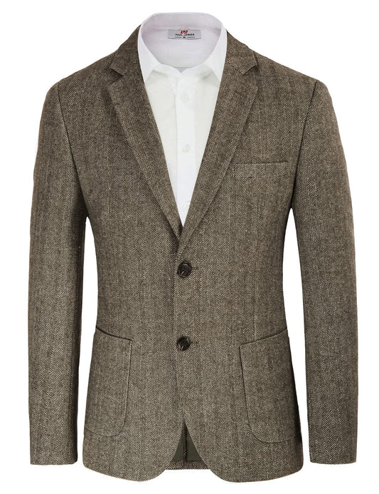 Beige Men's Herringbone Tweed British Blazer