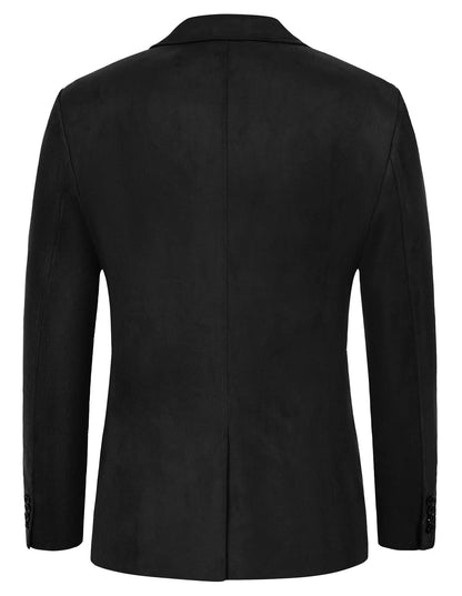 Black Men's Faux Leather Suede Blazer Jacket