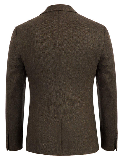 Brown Men's Herringbone Tweed British Blazer