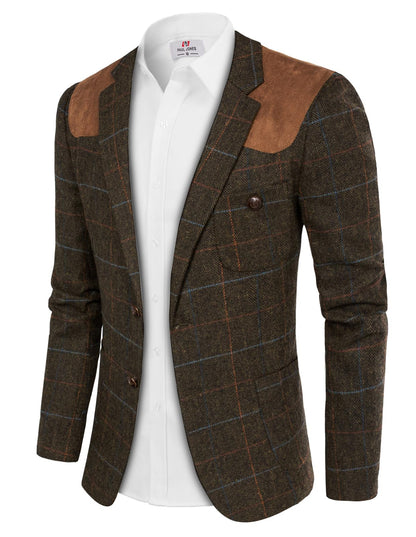 Brown New Men's British Tweed Wool Long Sleeve Blazer