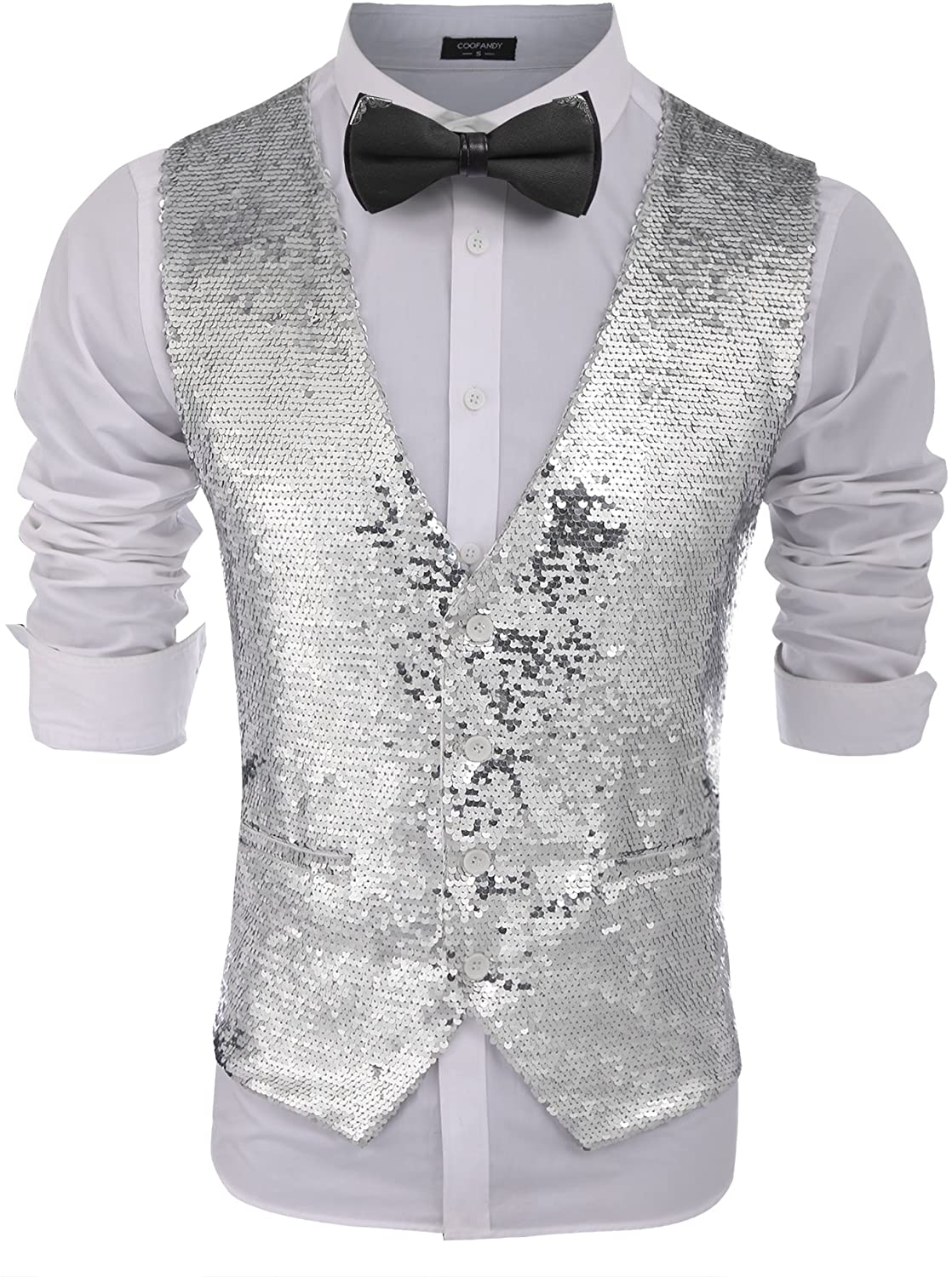 Men's Red Sequin Sleeveless Shiny Formal Vest