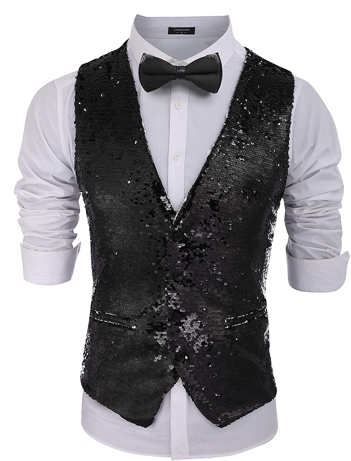 Men's Red Sequin Sleeveless Shiny Formal Vest