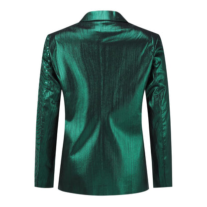 Chain Green Men's Stylish Sequin Long Sleeve Dress Blazer