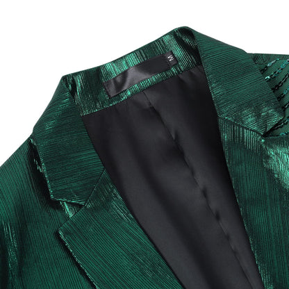 Chain Green Men's Stylish Sequin Long Sleeve Dress Blazer