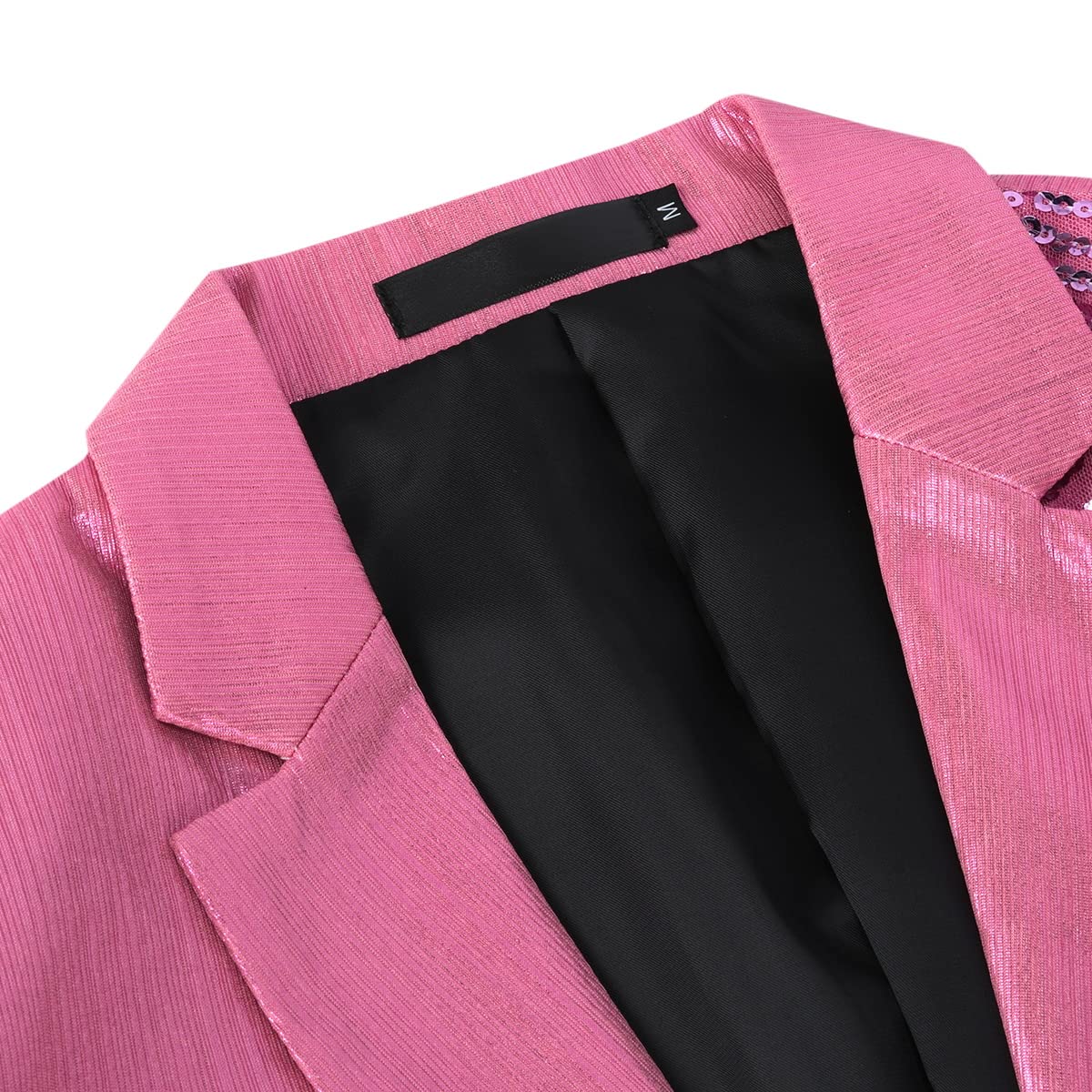 Chain Pink Men's Stylish Sequin Long Sleeve Dress Blazer