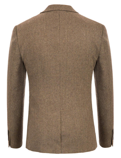 Coffee Men's Herringbone Tweed British Blazer