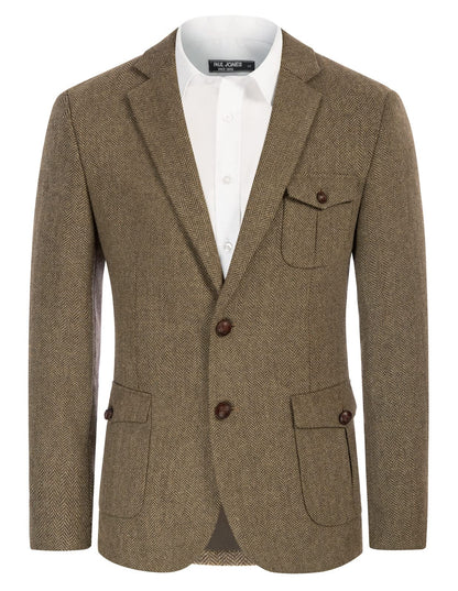 Coffee Update Men's British Tweed Wool Long Sleeve Blazer