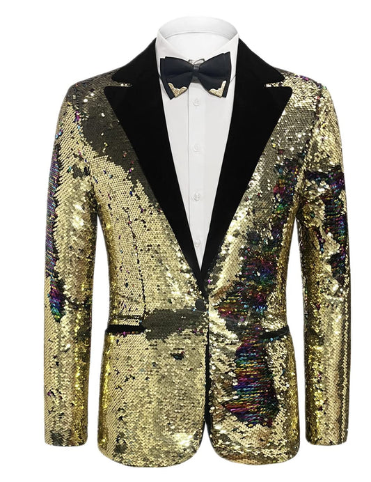 Colorful Men's Sequin Formal Glitter Long Sleeve Blazer