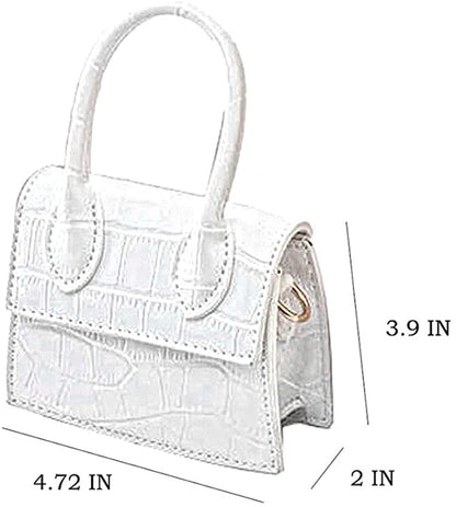 Mini Crossbody White Crocodile Purse Leather Crocodile Style Top Handle Clutch Handbag