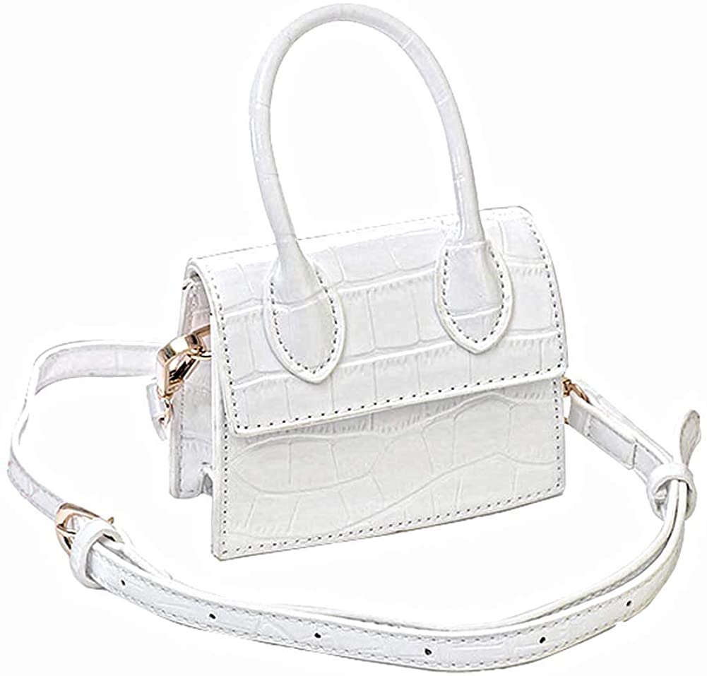 Mini Crossbody White Crocodile Purse Leather Crocodile Style Top Handle Clutch Handbag