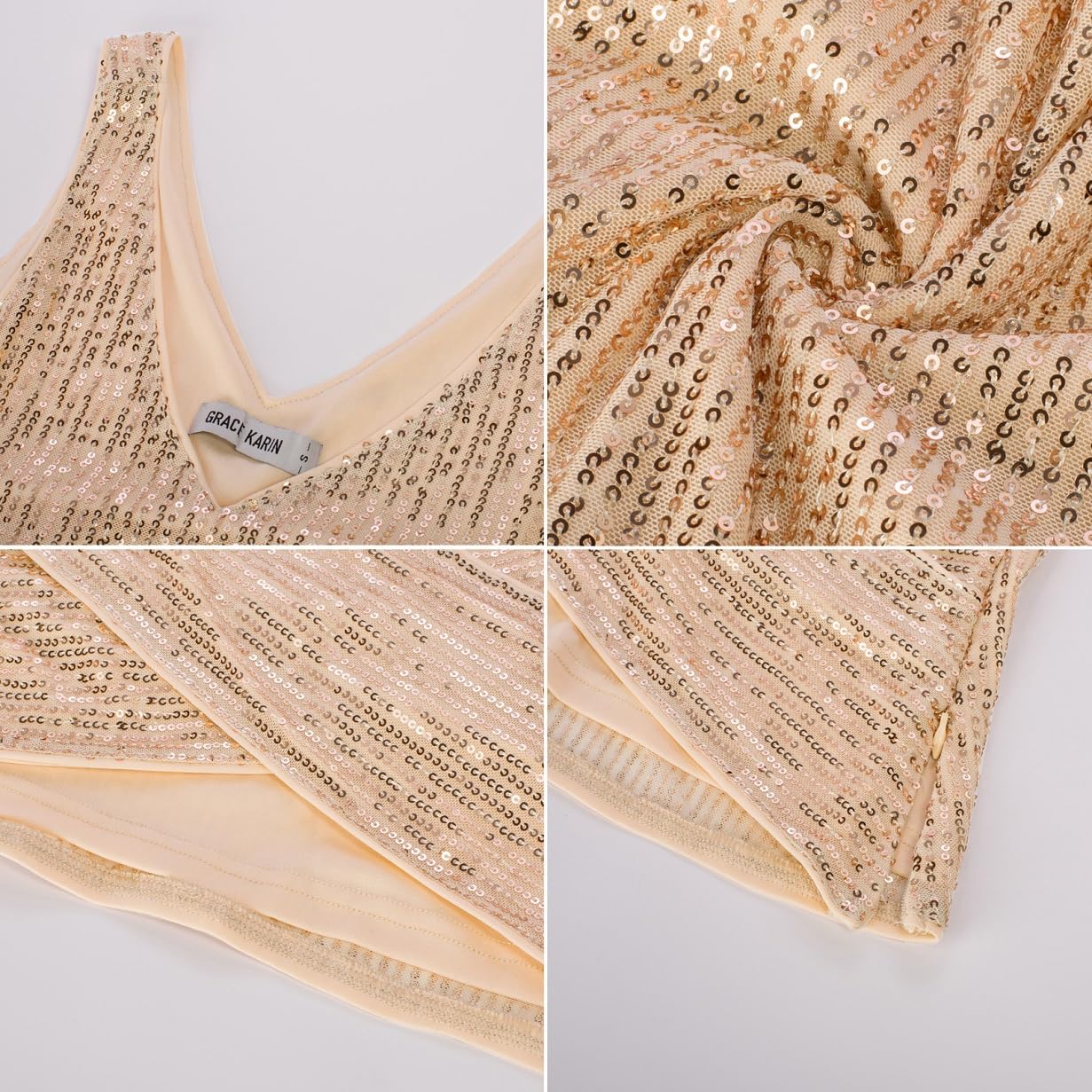 Gold Sequin Wrap Style Sleeveless Top