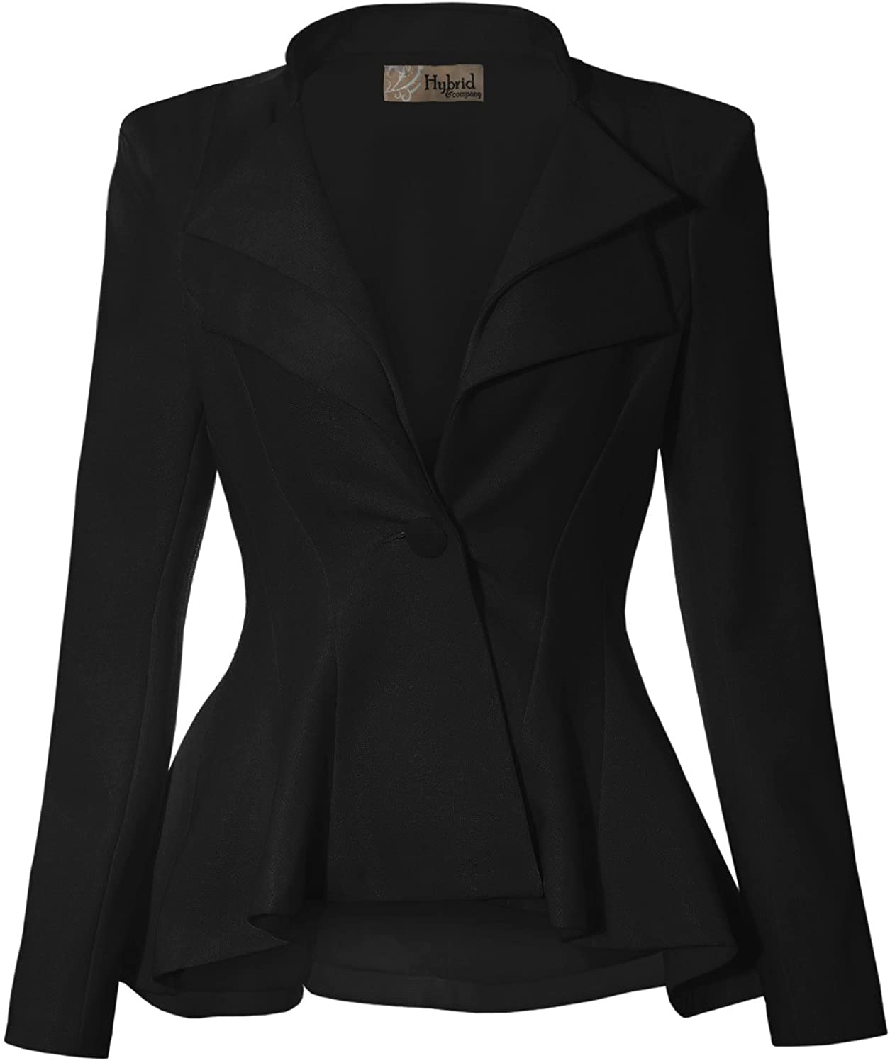 Double Notch Lapel Sharp Shoulder Pad Black Blazer