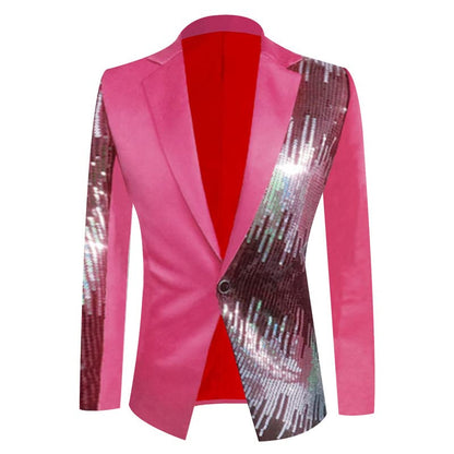 Trendy Men's Sequin Costume Performance Blazer