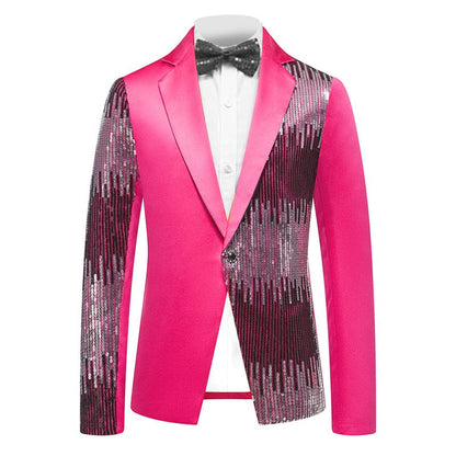 Trendy Men's Sequin Costume Performance Blazer