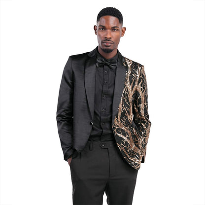 Lightning Tree black Men's Stylish Sequin Long Sleeve Dress Blazer