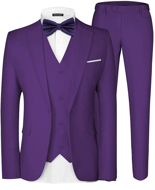 Men's 3 Piece Elegant Bright Purple Formal Suit Set