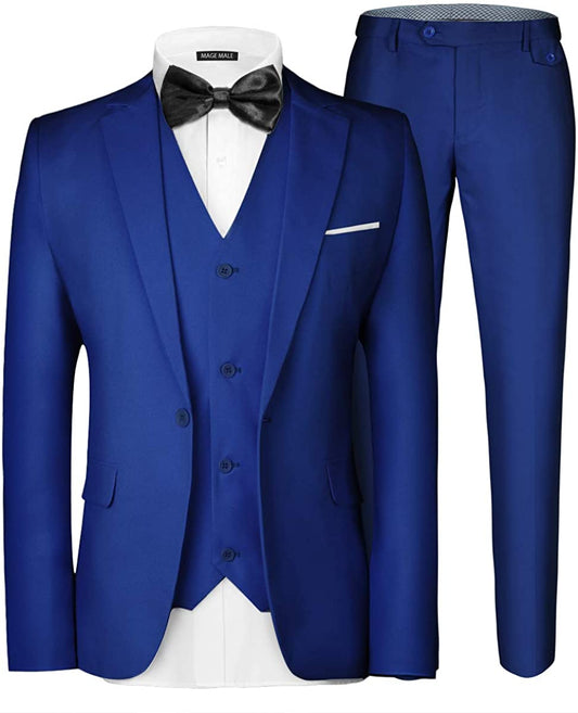 Men's 3 Piece Elegant Royal Blue Formal Suit Set