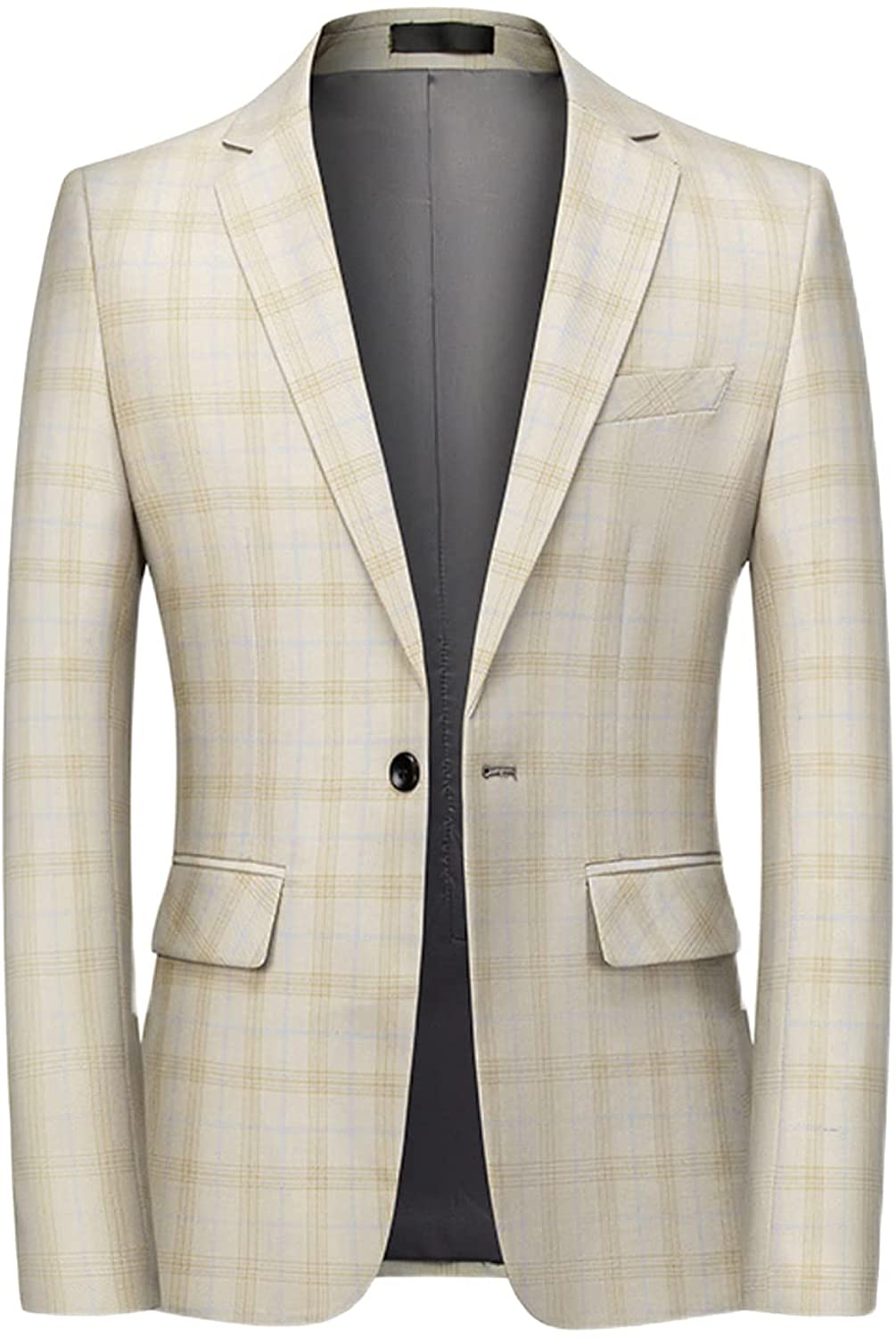 Sports Coat Beige Plaid Casual Men's Blazer