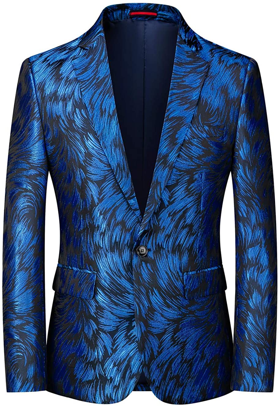 Italian Style Men's Single Breasted Blue Fully Lined Blazer