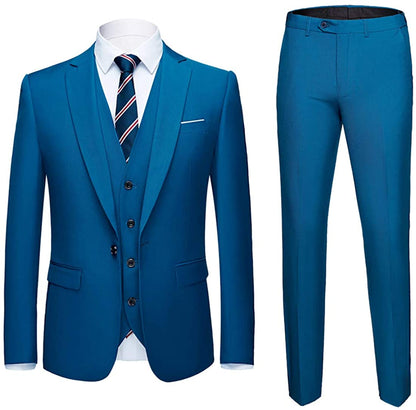 Barcello 3pc Men's Turquoise Blazer Tie Pants Suit Set