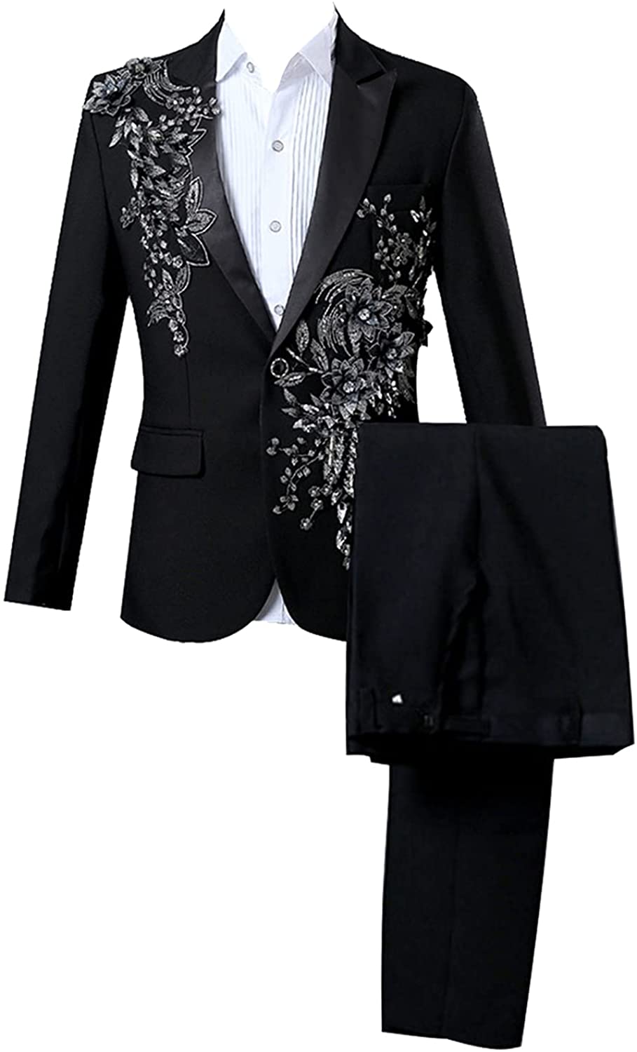 Luxury Embroidered Black 2 Pieces Elegant Blazer Dress Suit