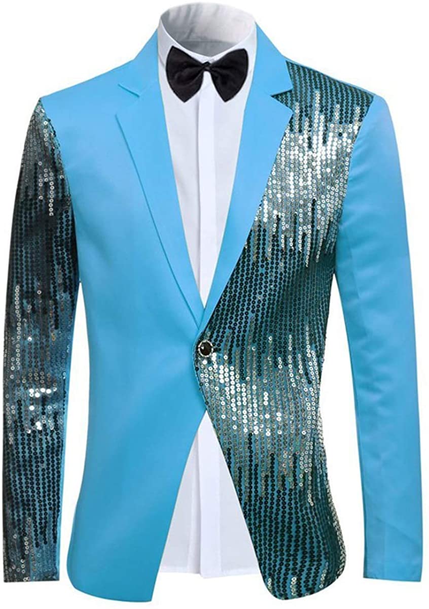 Sequin Sky Blue Stylish Slim Fit Blazer