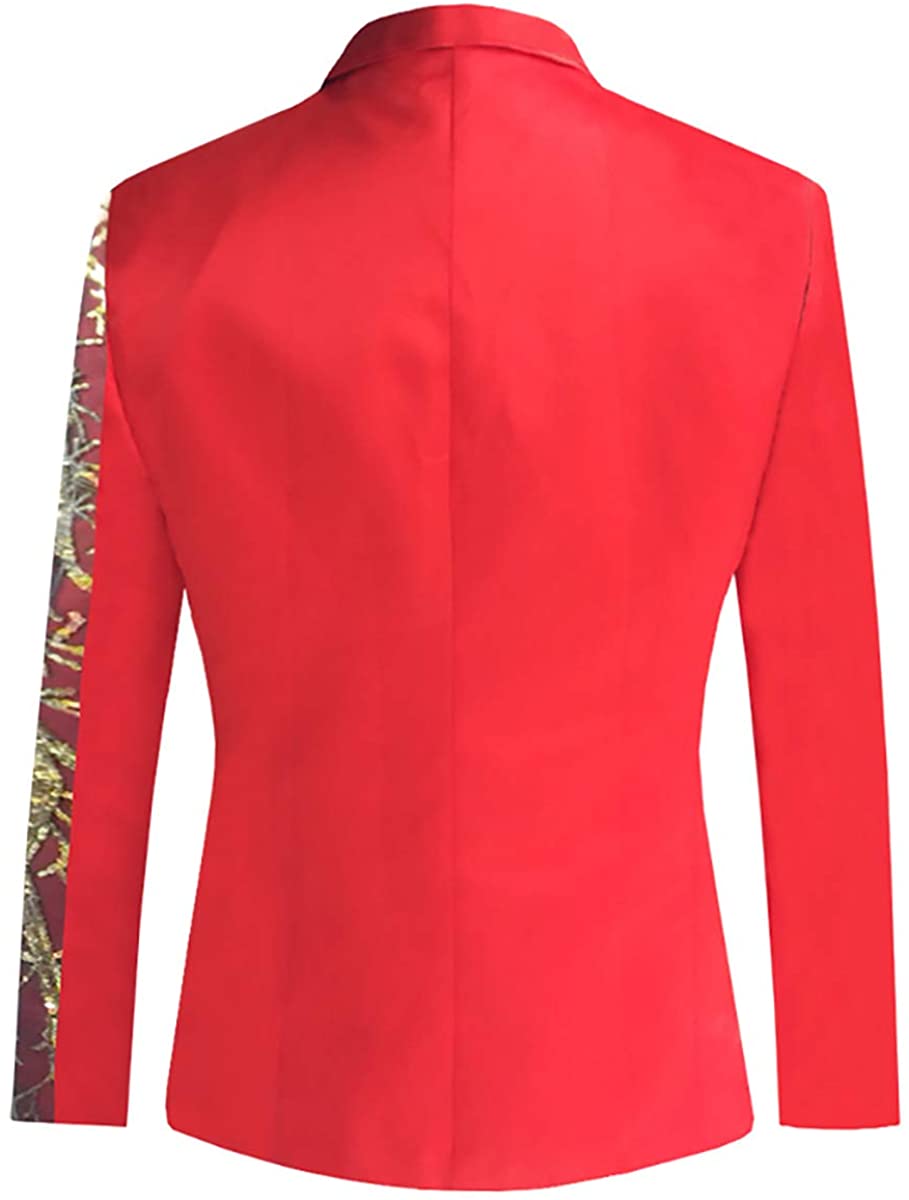 Men's Lightning Tree Red Stylish Gold Sequin Blazer